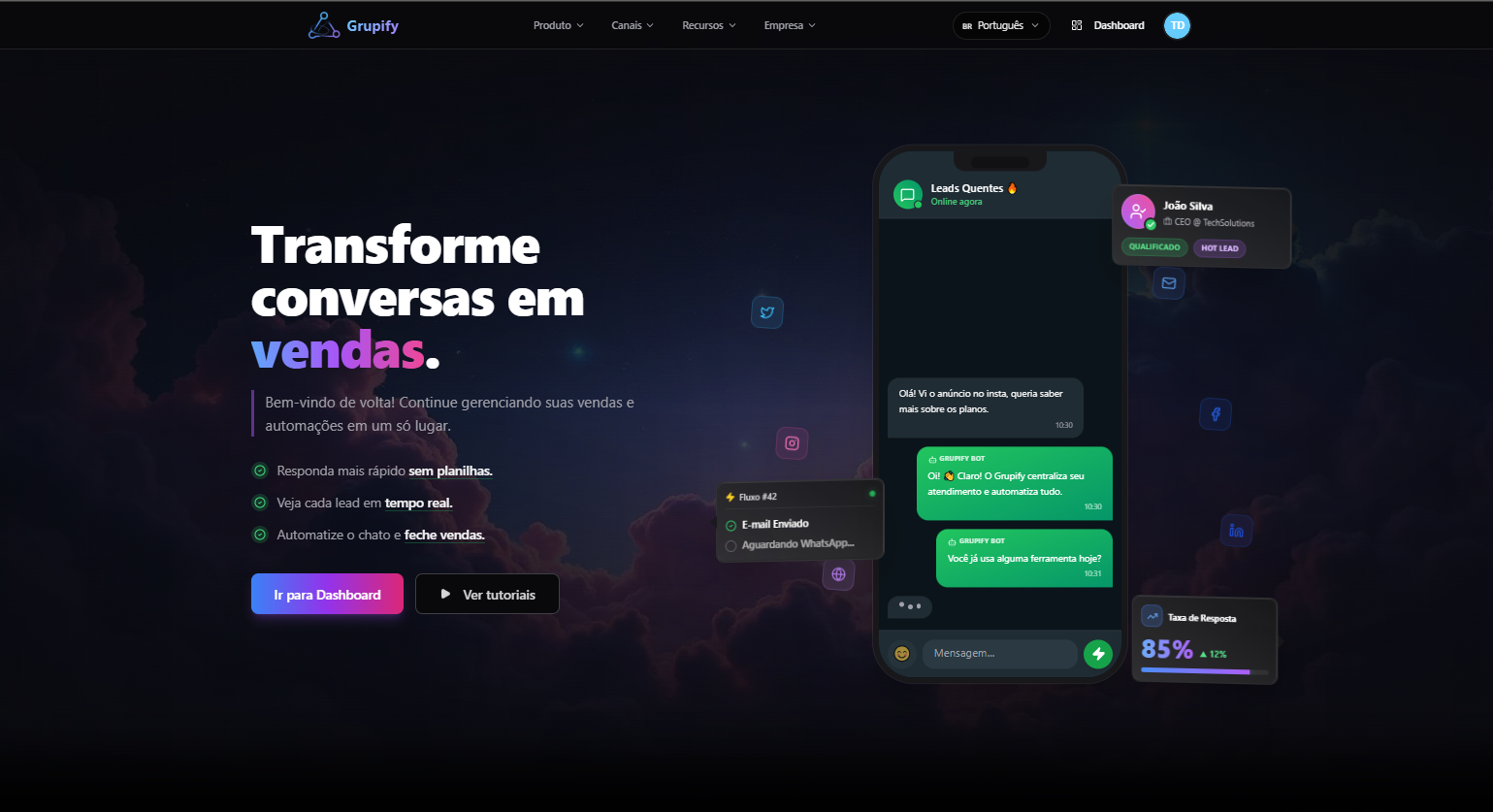Grup-ify - CRM e Automação WhatsApp desenvolvido em Go